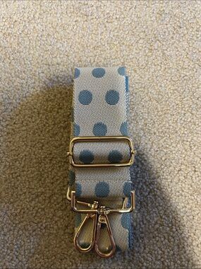 Polka Dot Adjustable Crossbody Strap - Blue and Cream